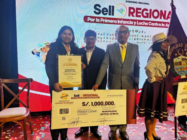 Sello regional por la infancia premia a Mejía con S/ 1 millón