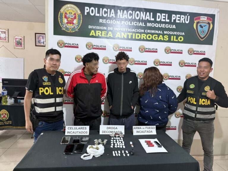 Intervienen a pareja por micro comercialización de drogas y tenencia ilegal de arma 