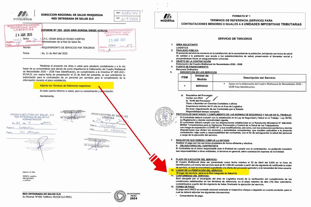 Carta notarial del director de la Red de Salud Ilo termina evidenciando el uso de “auxiliar fantasma” 1 Red Salud Auxiliar Fantasma 2 TDR 01072025 La Prensa Regional