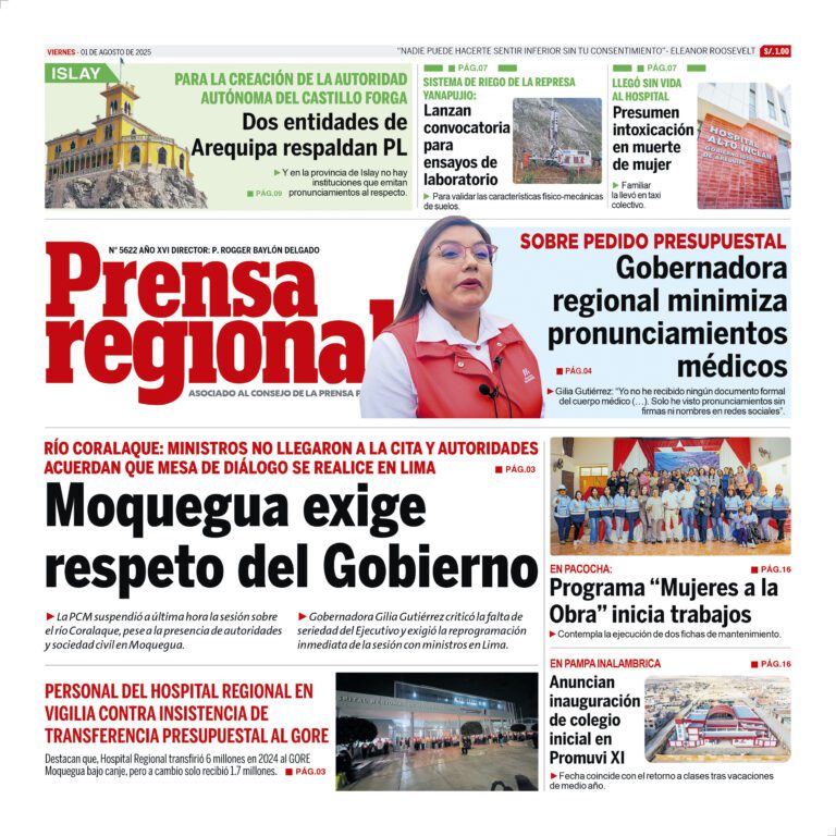 La Prensa Regional – Viernes 01 de Agosto de 2025