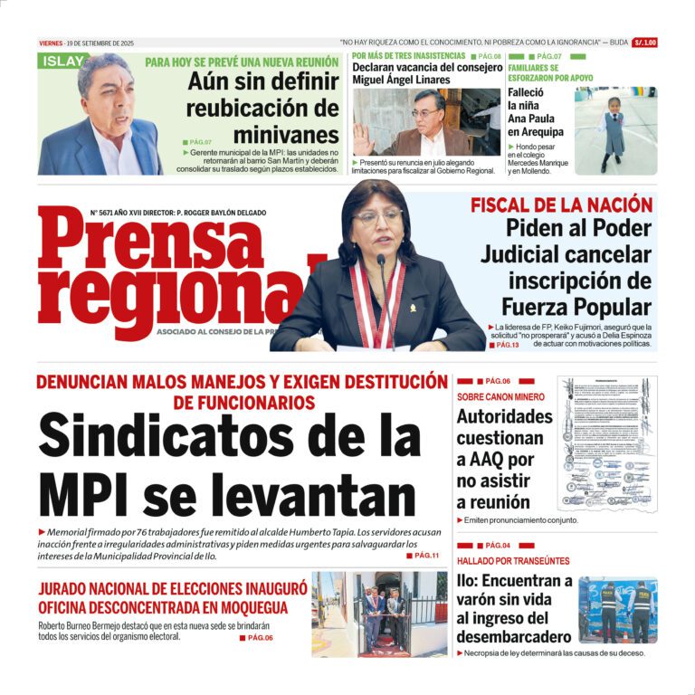 La Prensa Regional – Viernes 19 de setiembre de 2025