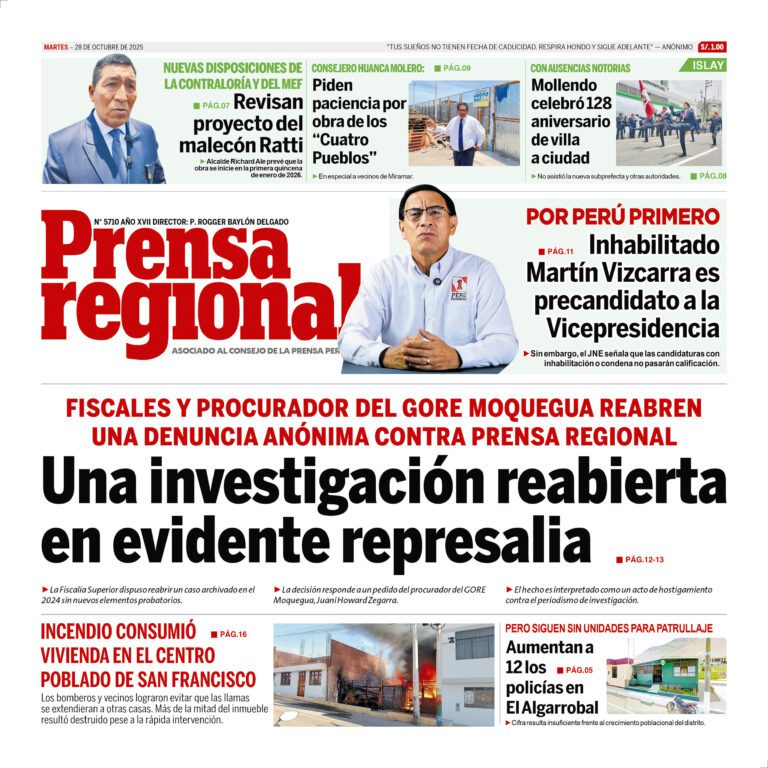 La Prensa Regional – Martes 28 de octubre de 2025