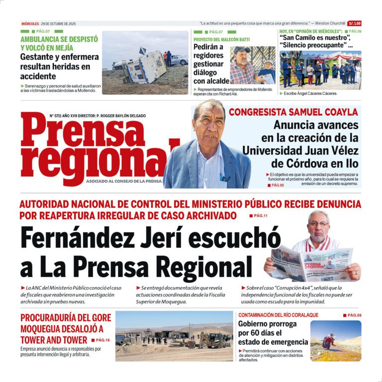 La Prensa Regional – Miércoles 29 de octubre de 2025