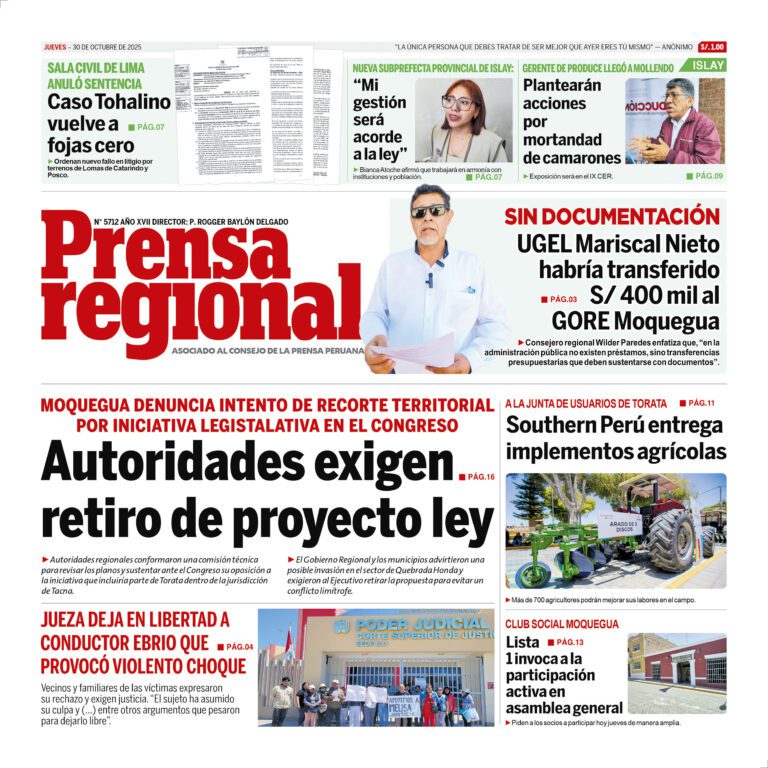 La Prensa Regional – Jueves 30 de octubre de 2025