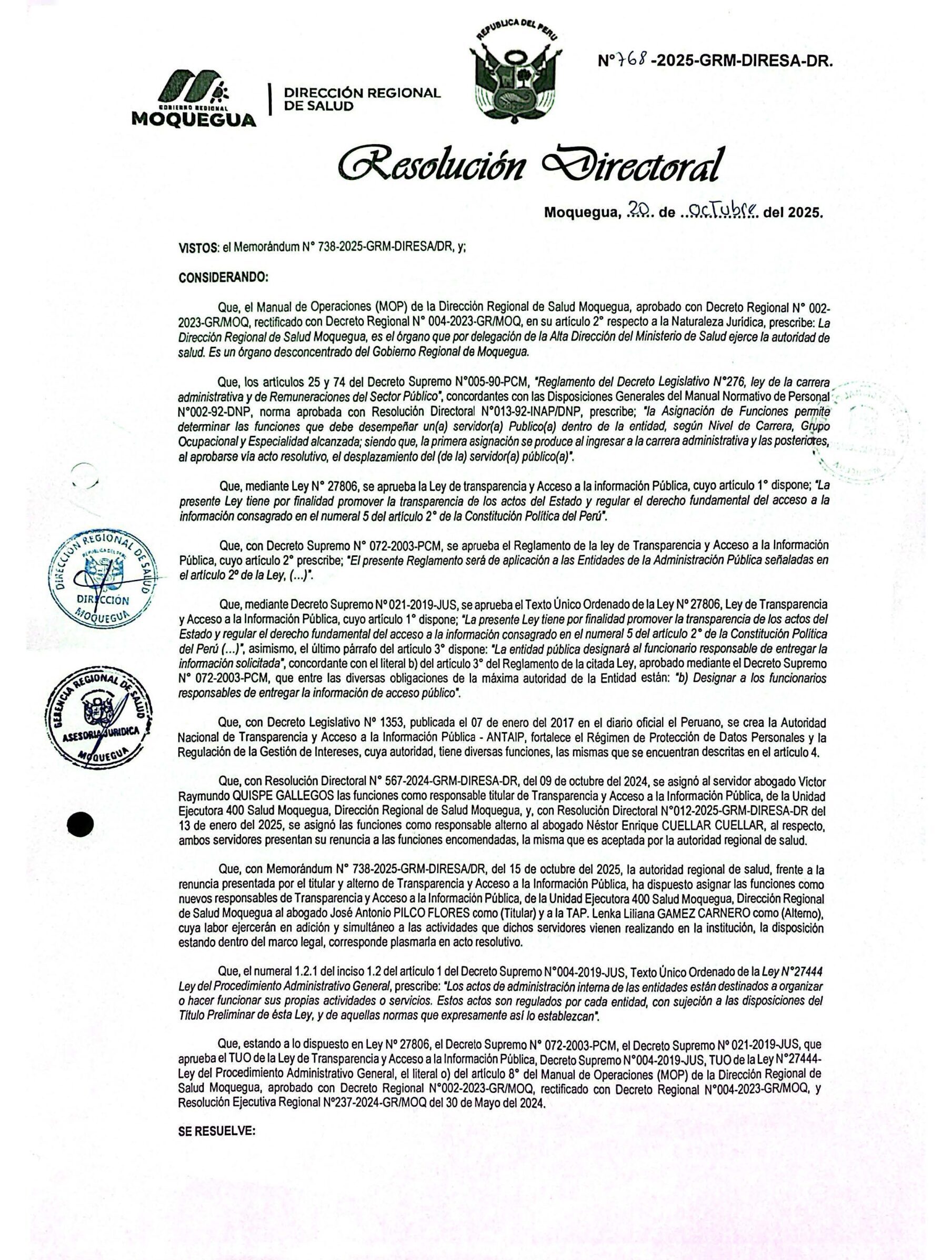 DIRESA aclara que estudio sobre metales pesados no involucra agua potable de la EPS 1 DIRESA Moquegua aclara que resultados sobre metales pesados no corresponden al agua potable distribuida por la EPS Resolucion Diresa 03112025 Pagina 1 scaled e1762239578404 La Prensa Regional