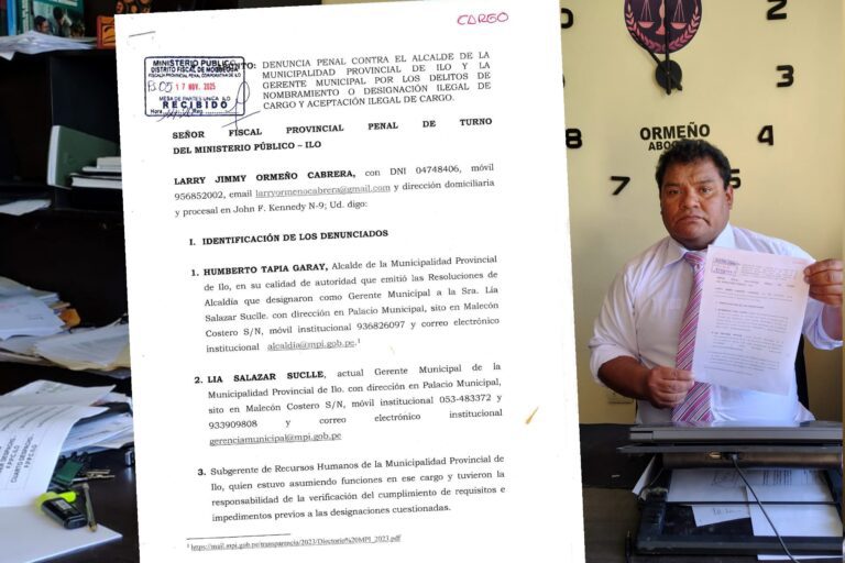 Abogado ileño denuncia penalmente presunta designación ilegal en la MPI tras revelaciones de Prensa Regional