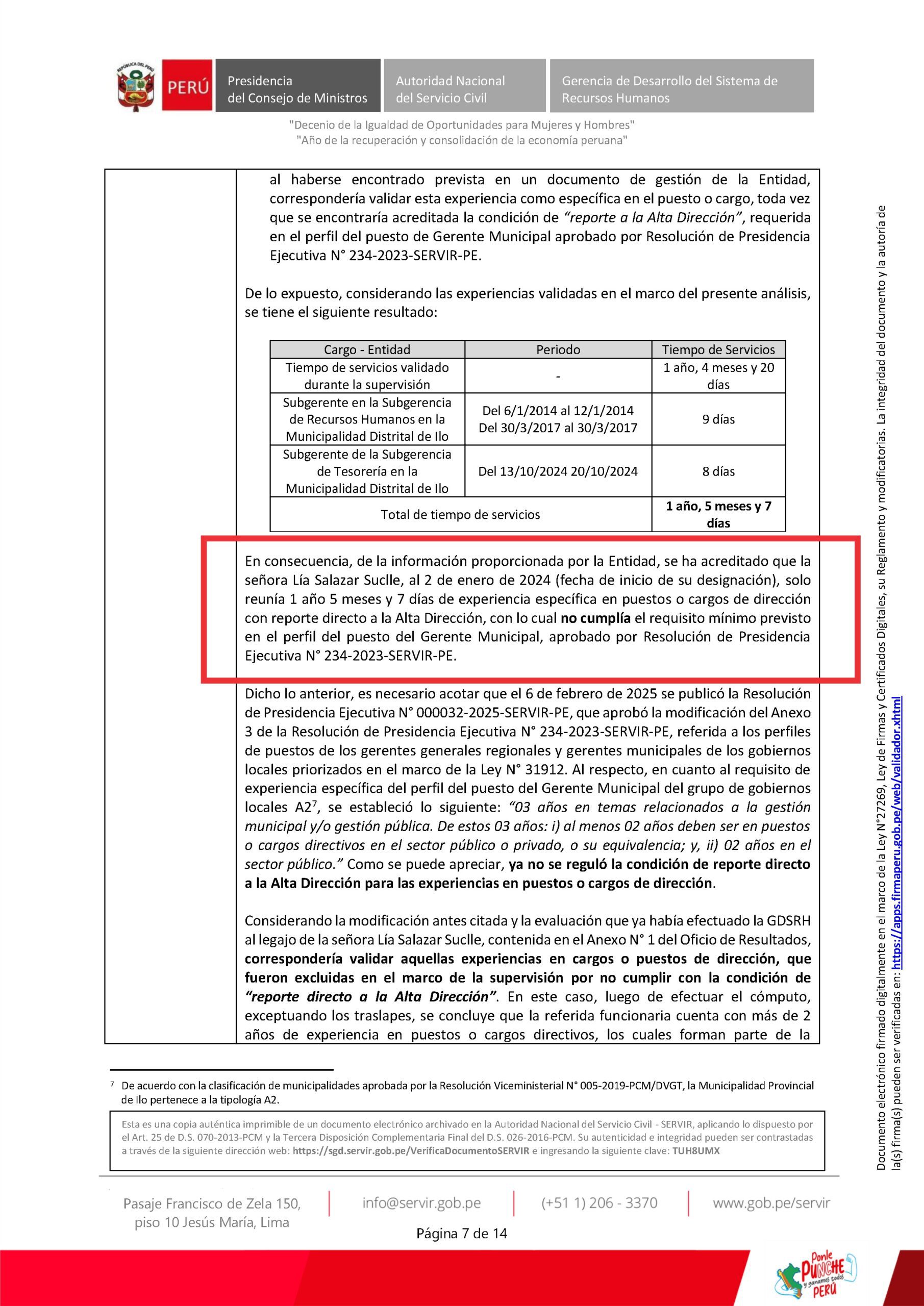 Municipalidad de Ilo ocultó informe de SERVIR que confirmó designación ilegal de su gerente municipal 2 Lia Salazar Suclle OFICIO 005254 2025 SERVIR GDSRH Pagina 07 scaled La Prensa Regional