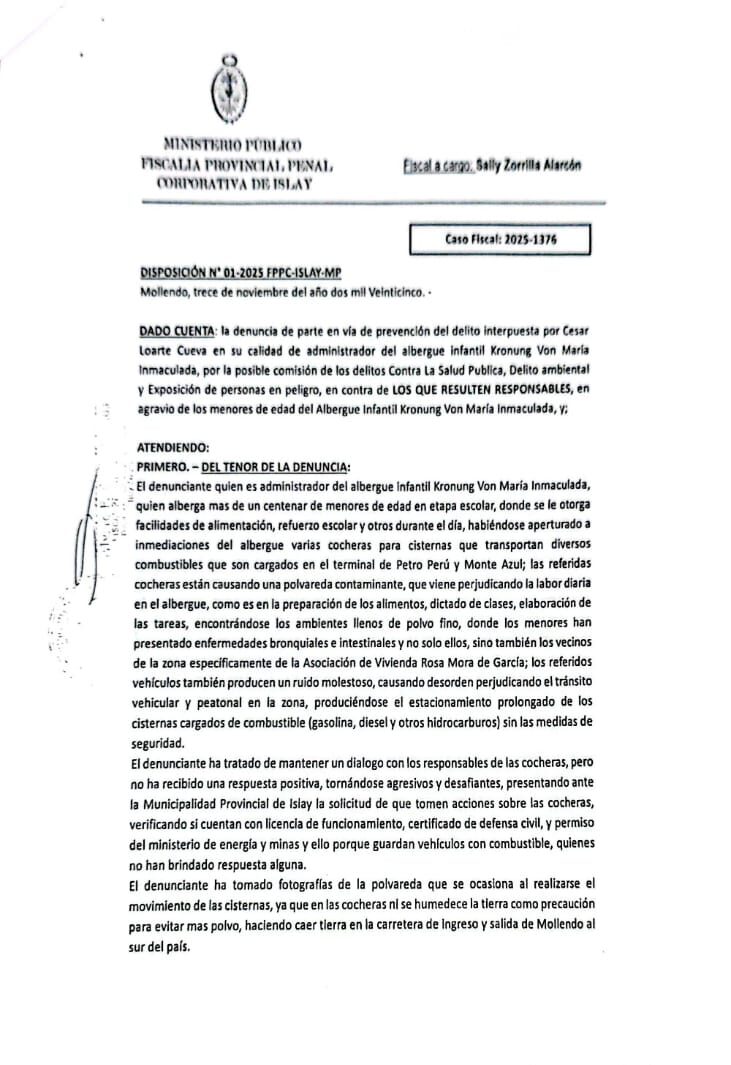 Notificacion de la Fiscalia MPI polvo albergue 28112025 1 e1764397959696 La Prensa Regional