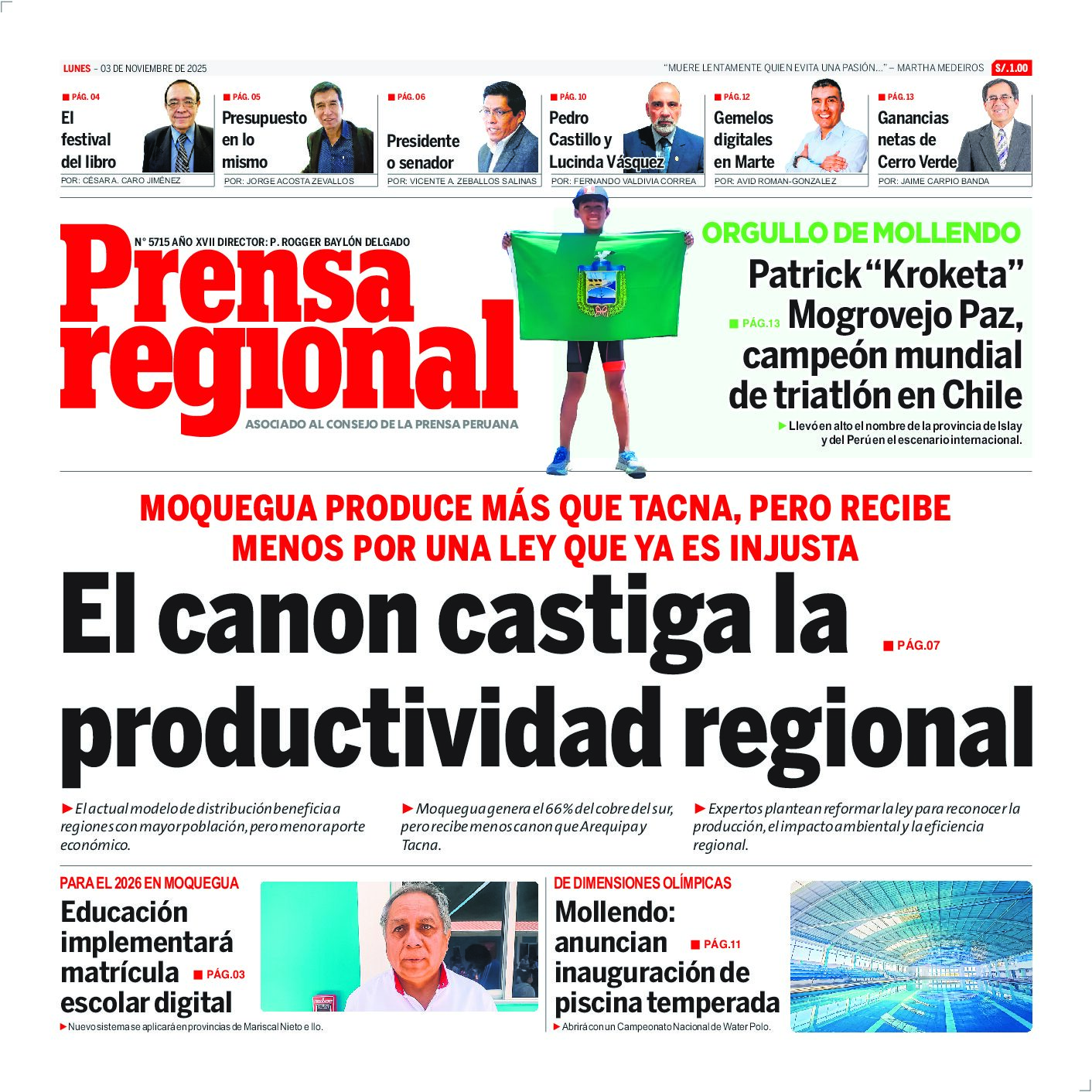 La Prensa Regional – Lunes 03 de noviembre de 2025
