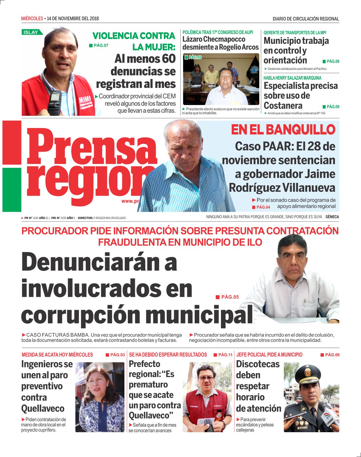 Funcionarios y proveedores sentenciados por colusión en agravio de la Municipalidad de Ilo 5 Sentenciados por colusion MPI Portadas 2018 Prensa Regional 5 PR 20181114 La Prensa Regional