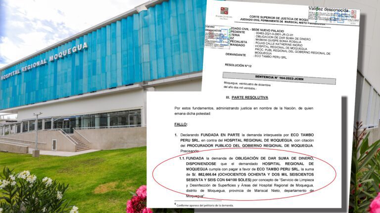 Hospital Regional de Moquegua desacata sentencia judicial y mantiene deuda por limpieza de la era covid