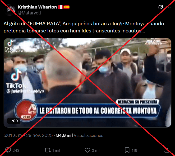 Es falso que video en el que increpan al congresista Montoya ocurrió en Arequipa 1 Chequeo3 Montoya 1 La Prensa Regional