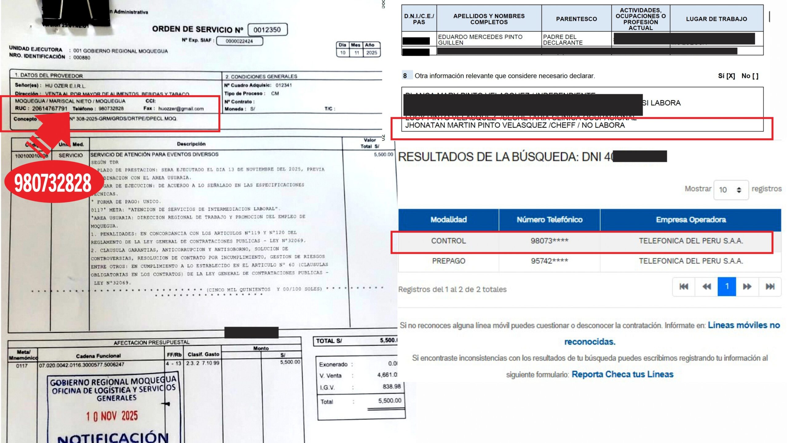 Hermano de la directora de Trabajo aparece como operador real de empresa contratada por su despacho 1 Hermano de la directora de Trabajo contacto HU OVER – OS 01122025 2 scaled La Prensa Regional