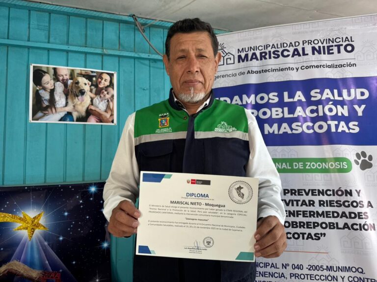 Reconocen a la Municipalidad de Mariscal Nieto por acciones en control y cuidado de mascotas