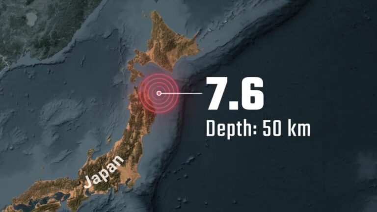 Fuerte sismo de 7,6 sacude Japón y activa alerta de tsunami en el norte del país