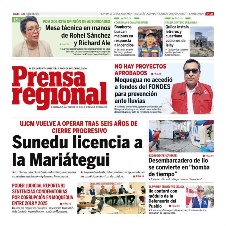 La Prensa Regional – Jueves 15 de enero de 2026