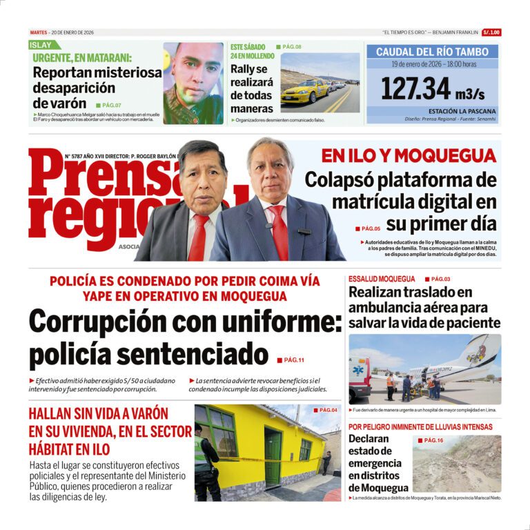 La Prensa Regional – Martes 20 de enero de 2026