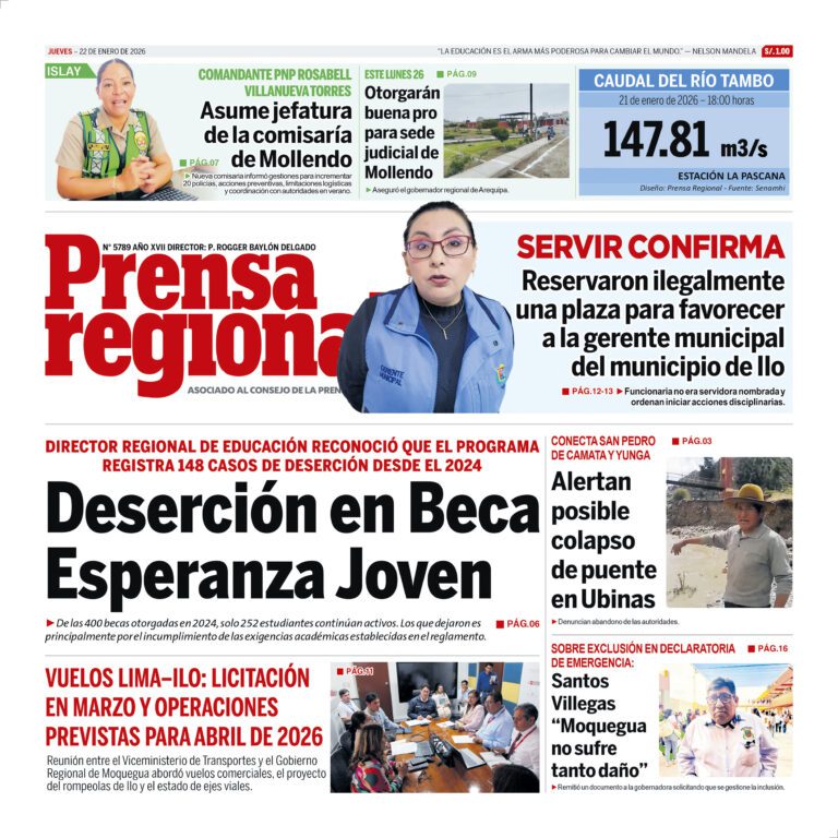 La Prensa Regional – Jueves 22 de enero de 2026