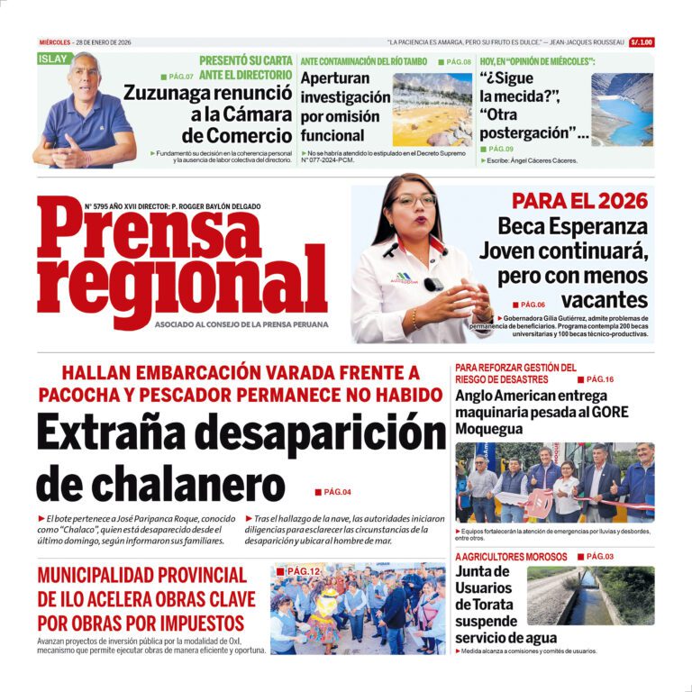 La Prensa Regional – Miércoles 28 e enero de 2026