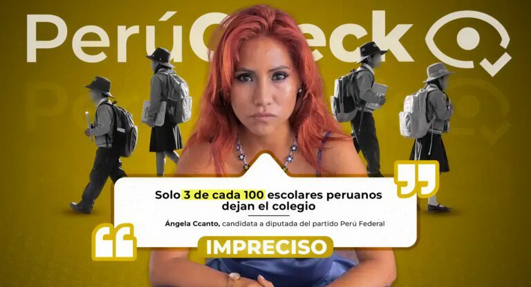 Es impreciso que 3 de cada 100 estudiantes peruanos abandonen el colegio, como indicó la candidata Angela Ccanto