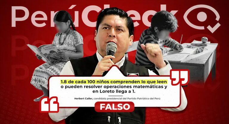 Es falso que 1.8 de cada 100 niños en el Perú leen y resuelven problemas matemáticos, como dijo Herbert Caller