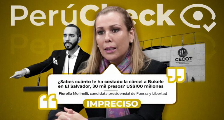 ¿La megacárcel de Bukele costó US$100 millones? Así lo dijo la candidata Fiorella Molinelli, pero es una cifra imprecisa