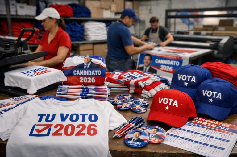 El negocio detrás del voto: cómo las empresas de merchandising impulsan campañas políticas