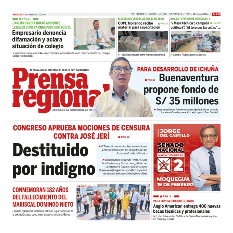 La Prensa Regional – Miércoles 18 de febrero de 2026