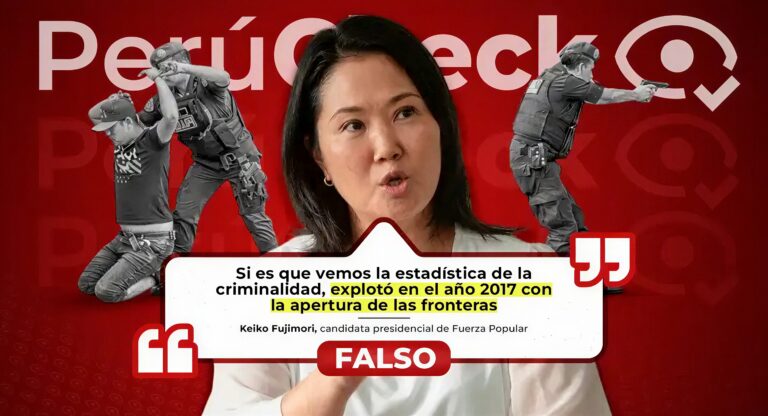 Keiko Fujimori afirmó que la criminalidad “explotó” a partir del año 2017, pero es falso