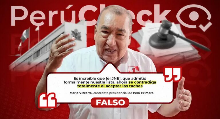 Es falso que el JEE se haya contradicho al aceptar tachas contra Mario Vizcarra a pesar de haberse admitido su lista presidencial