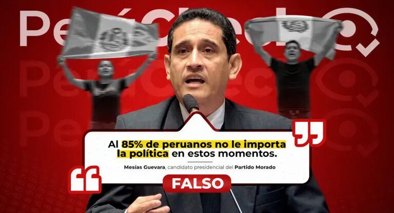 Es falso que al 85% de peruanos «no le importe la política», como afirmó el candidato Mesías Guevara