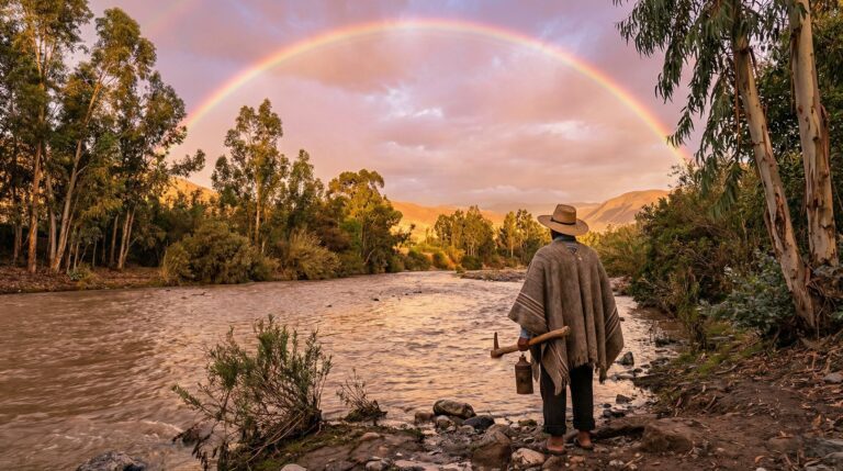 Recuerdos de las lluvias, el arco iris y la entrada del río
