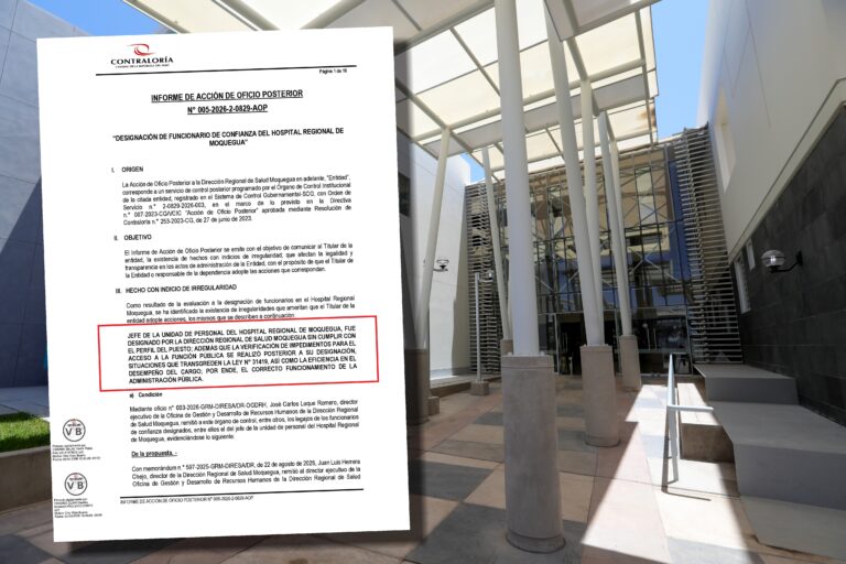 Contraloría: nombraron jefe sin cumplir requisitos en el Hospital Regional de Moquegua