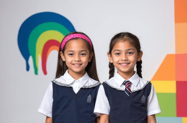 Los niños, el uniforme escolar y su creatividad