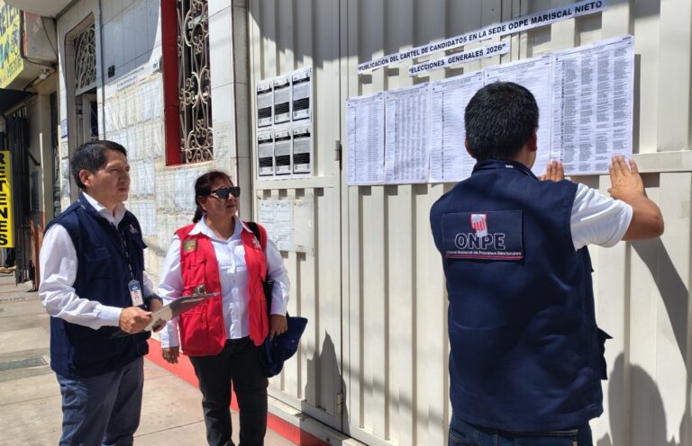ODPE Mariscal Nieto publica cartel de candidatos para las Elecciones Generales 2026