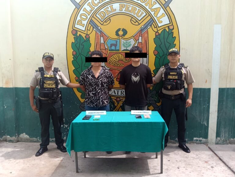 Intervienen a dos sujetos acusados de asaltar a trabajador en la Plaza Bolognesi