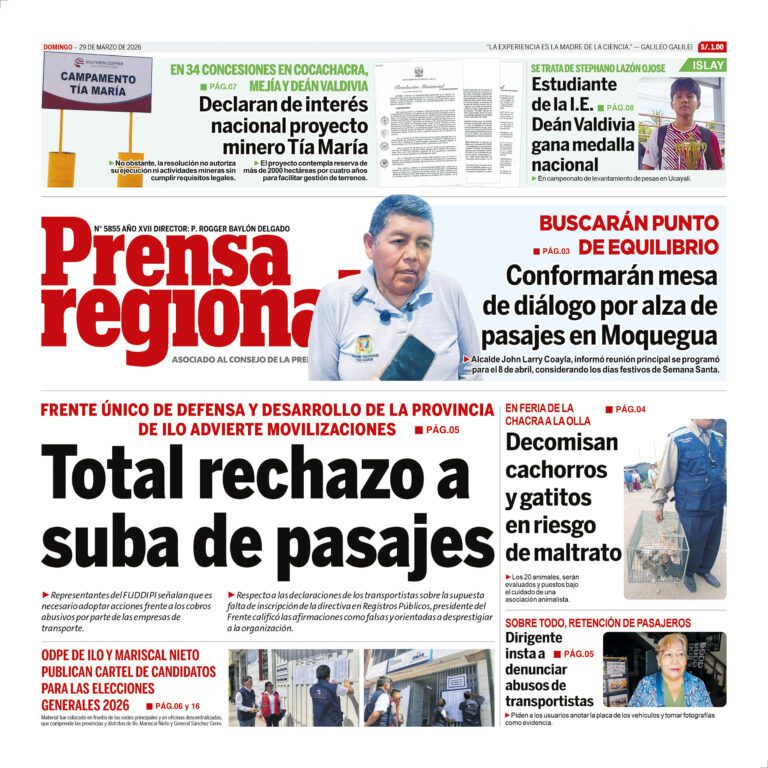 La Prensa Regional – Domingo 29 de marzo de 2026