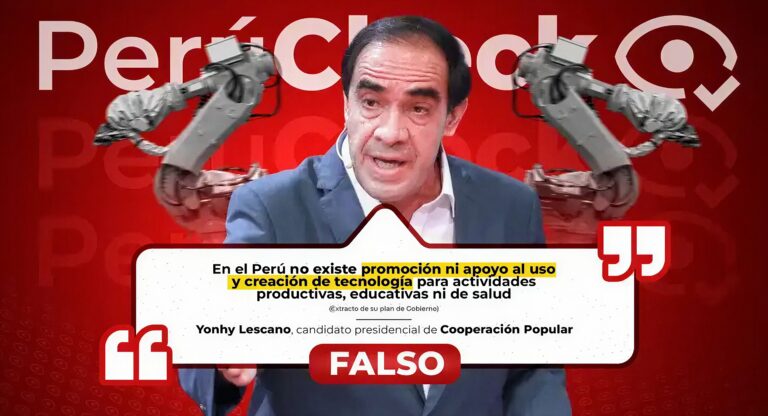 Es falso que en el Perú no exista apoyo al uso y creación de tecnología, como indica el plan de gobierno de Yonhy Lescano