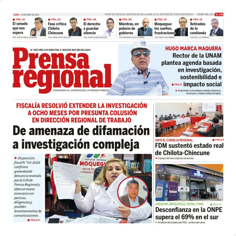 La Prensa Regional – Lunes 20 de abril de 2026