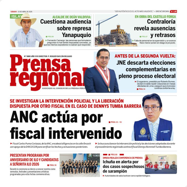 La Prensa Regional – Sábado 25 de abril de 2026
