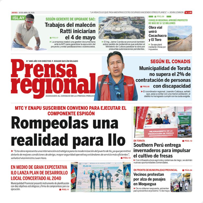 La Prensa Regional – Jueves 30 de abril de 2026