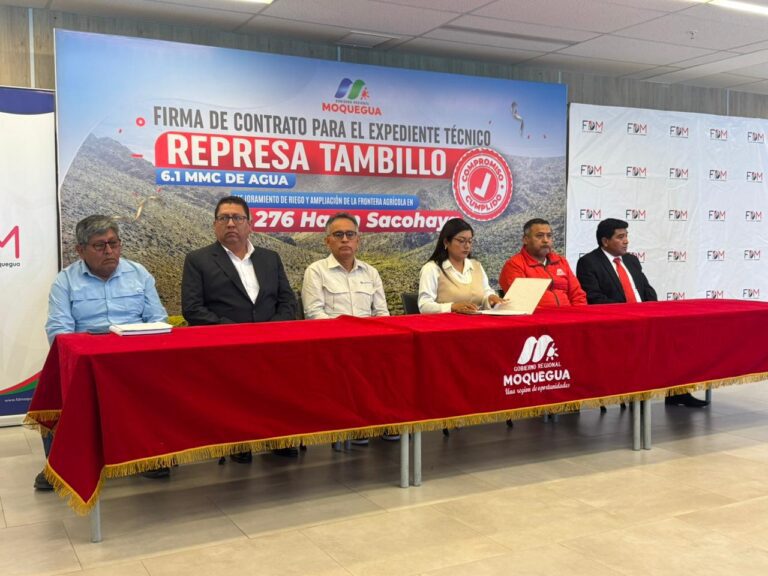GORE Moquegua y Anglo American suscribieron contrato para elaboración de expediente de la represa Tambillo