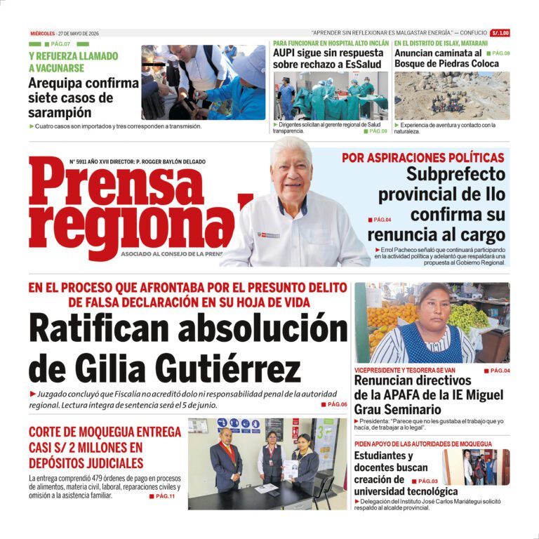 La Prensa Regional – Miércoles 27 de mayo de 2026