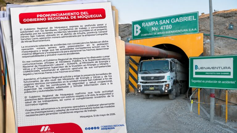 GORE Moquegua encara a Buenaventura por muertes de trabajadores en San Gabriel