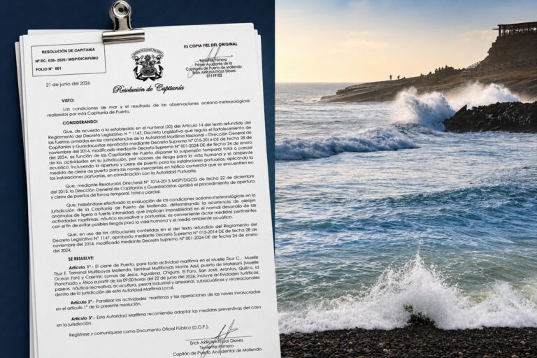 Cierran puerto de Matarani y varias caletas por oleajes anómalos