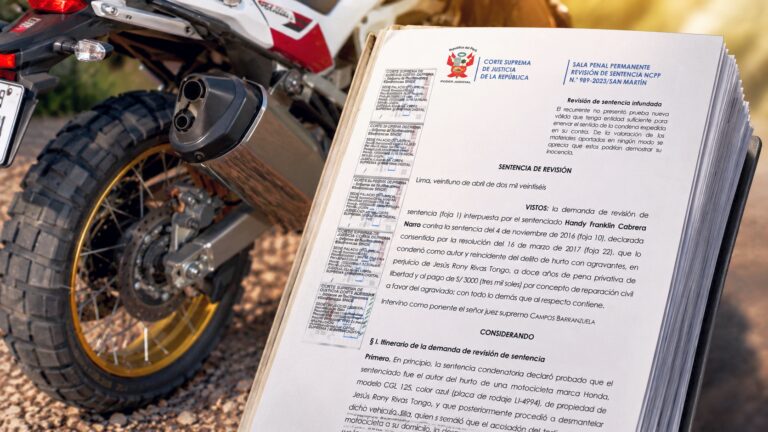 Corte Suprema ratifica condena por motocicleta Honda canibalizada
