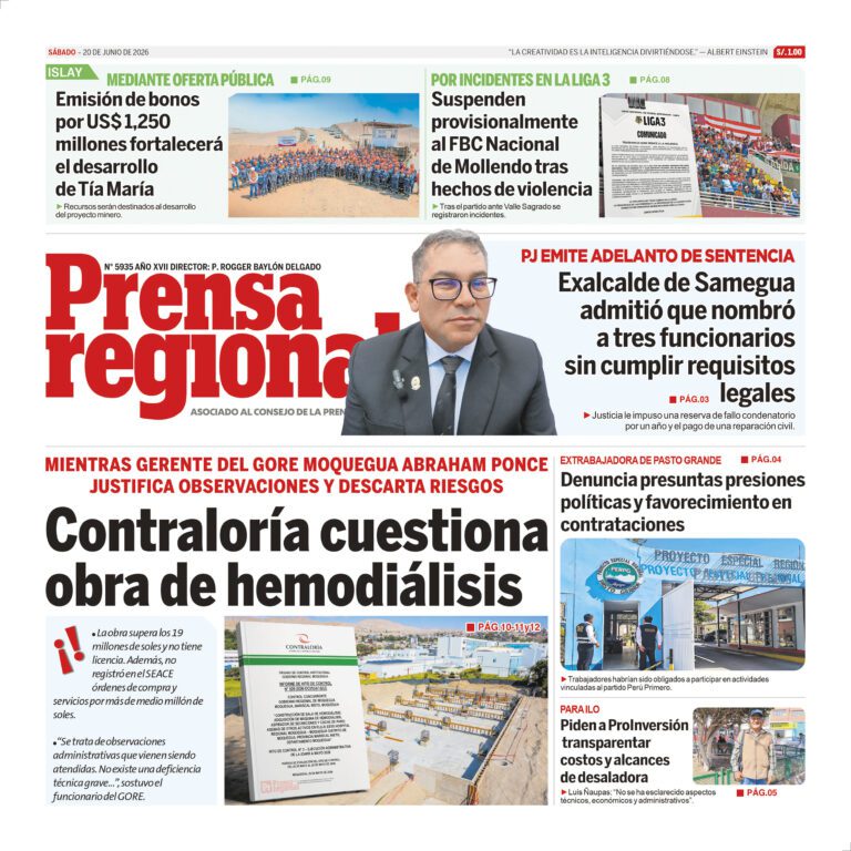 La Prensa Regional – Sábado 20 de de junio de 2026
