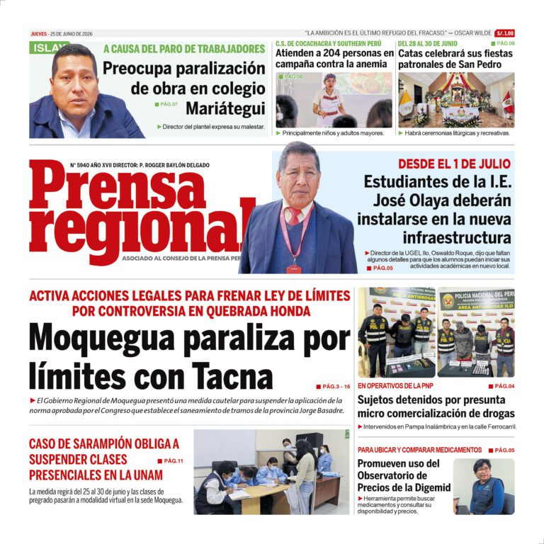 La Prensa Regional – Jueves 25 de junio de 2026