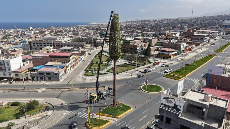 Grúa pluma ejecutó desmontaje de estructura telefónica en Mollendo