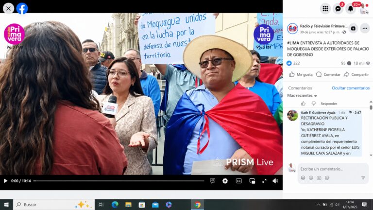 Katherine Gutiérrez se rectifica y ofrece disculpas públicas a Luis Miguel Caya